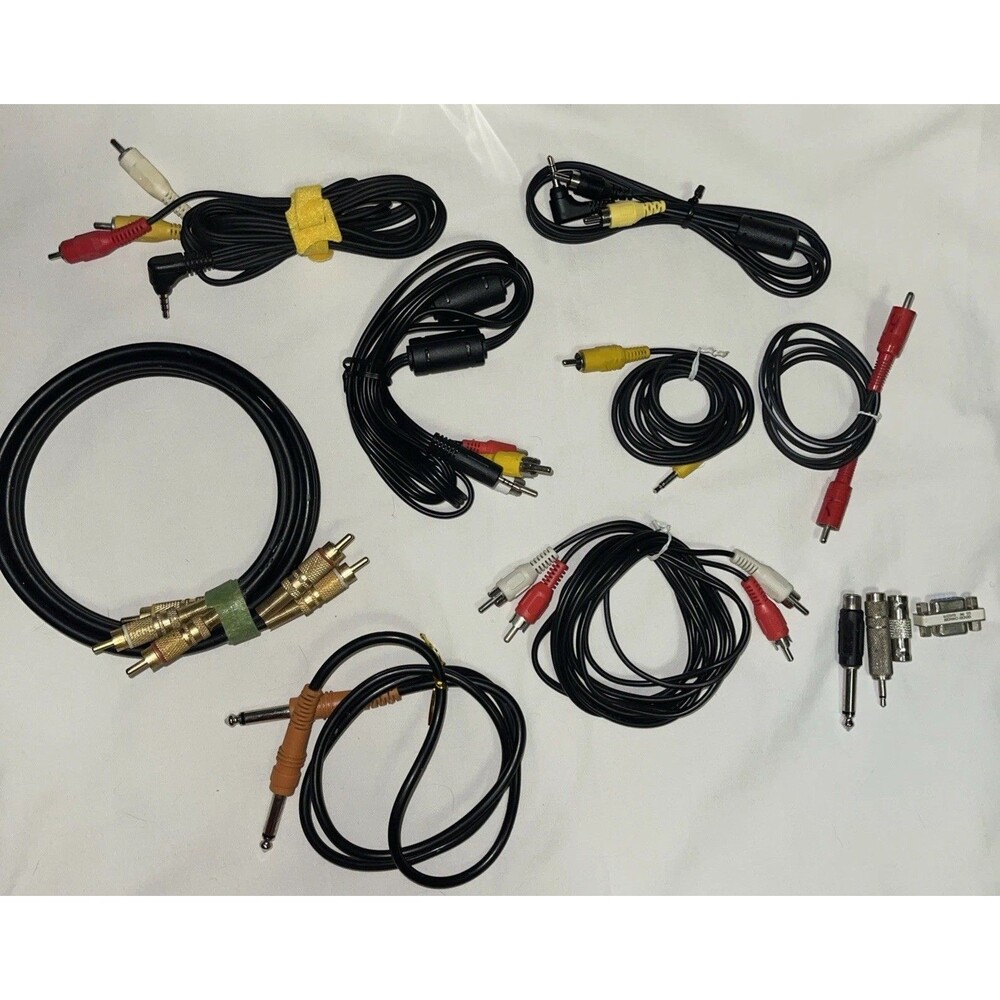 RCA Cable Video Audio Aux Analog Wires Adapters Stereo 2.5 3.5 1/4” Lot